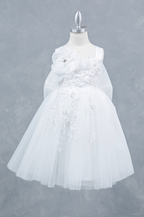 Elegant Floral Embellished Ruffle Back Dress 4-14